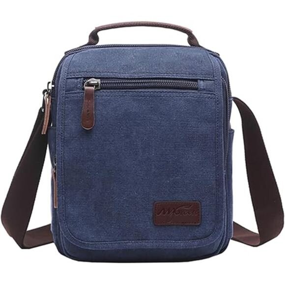 Small Canvas Crossbody Shoulder Bag Messenger Bag Work Bag - Picture 7 of 7